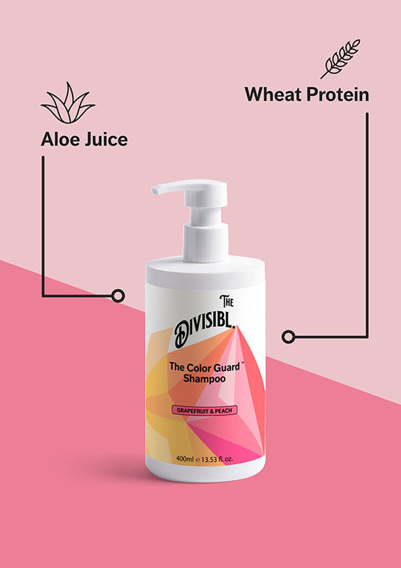 The Color Guard Shampoo - Grapefruit and Peach - List of key ingredients including Aloe Juice and Wheat Protein