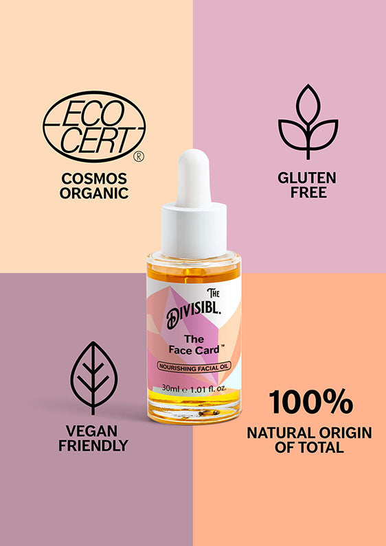 The Face Card - Nourishing Facial Oil - With its certifications of Gluten Free and Vegan Friendly