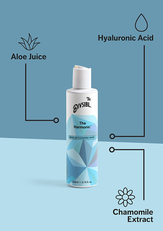 The Harmonic - Micellar Cleansing Water - List of key ingredients including Aloe Juice and Chamomile Extract