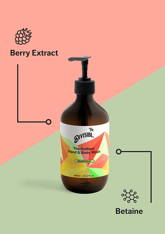 The Radiant Hand and Body Wash - Grapefruit - List of key ingredients including Betaine and Berry Extract