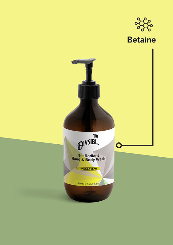 The Radiant Hand and Body Wash - Vanilla Bean - List of key ingredients including Betaine
