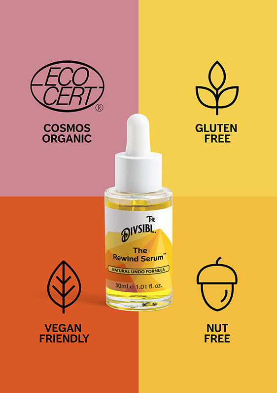 The Rewind Serum - Natural Undo Formula - With its certifications of Nut Free, Gluten Free and Vegan Friendly