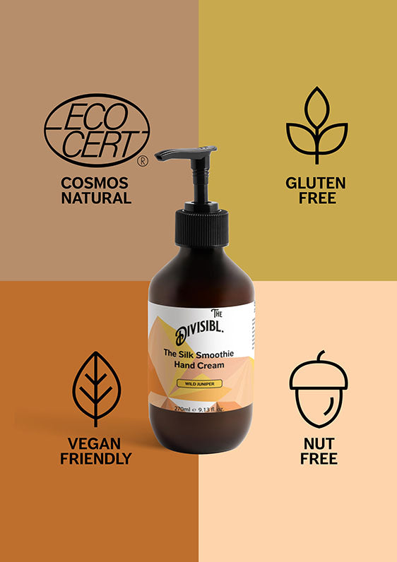 The Silk Smoothie Hand Cream - Wild Juniper - With its certifications of Nut Free, Gluten Free and Vegan Friendly